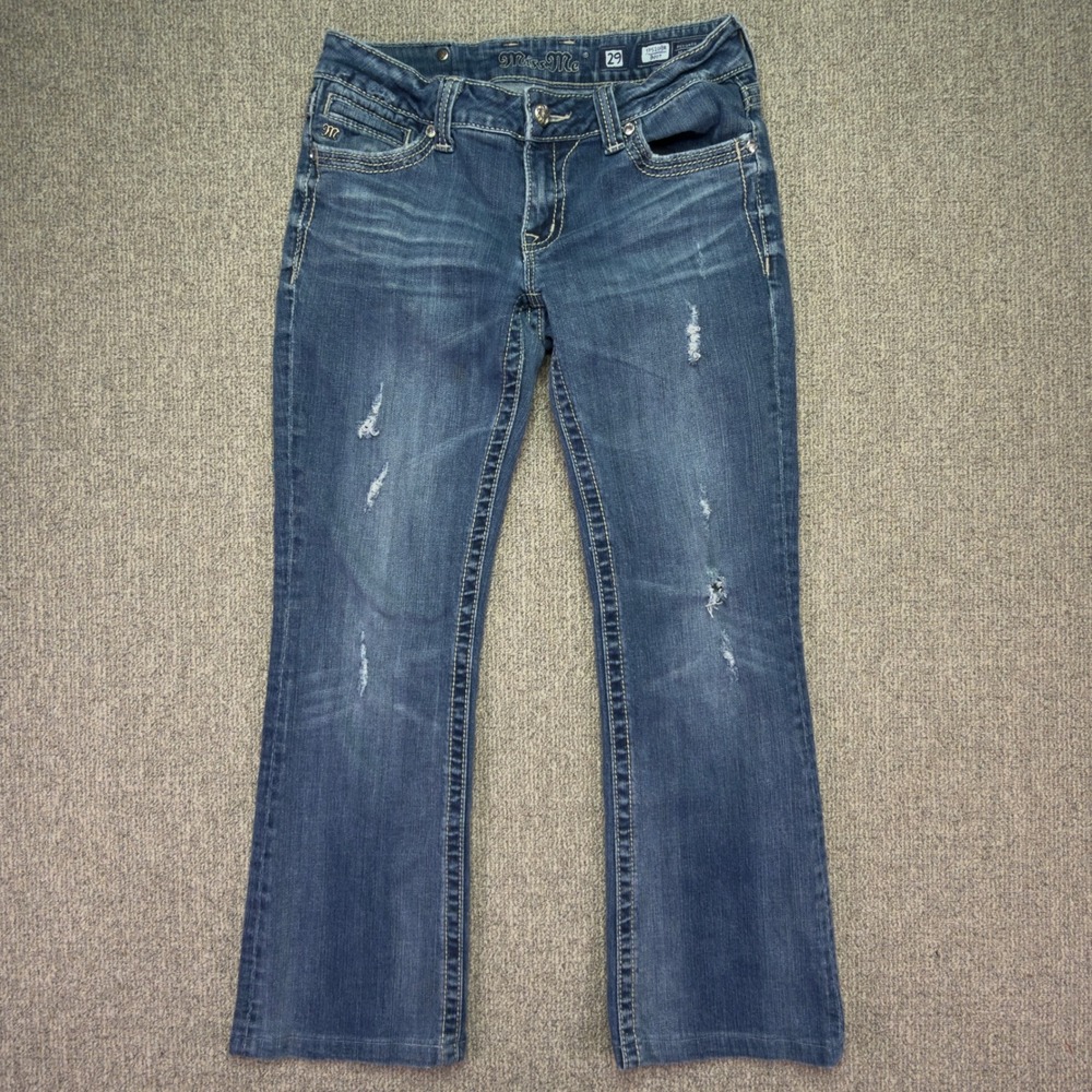 Miss Me JP5109R Rhinestone Fleur De Lis Bootcut Jeans Womens Size 29x27